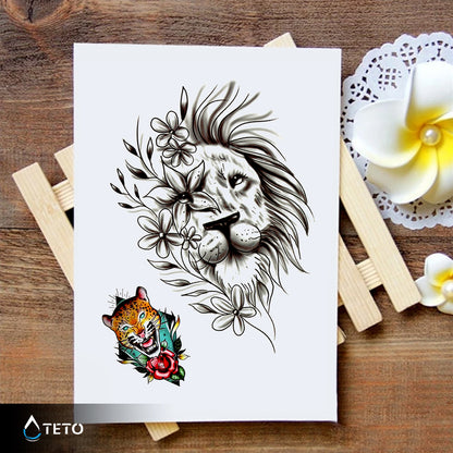 Leone e tigre con fiore - set