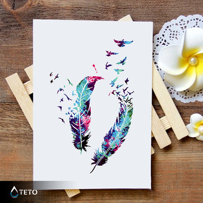 Piuma con uccelli colorati - set