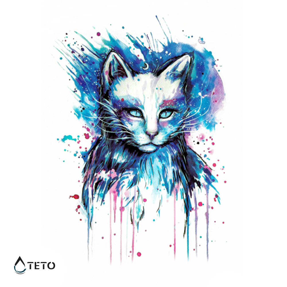 Gatto colorato - TETO Tatuaggi Temporanei