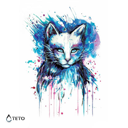 Gatto colorato - TETO Tatuaggi Temporanei