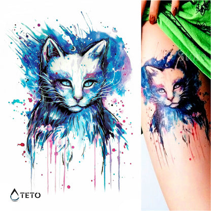 Gatto colorato - TETO Tatuaggi Temporanei