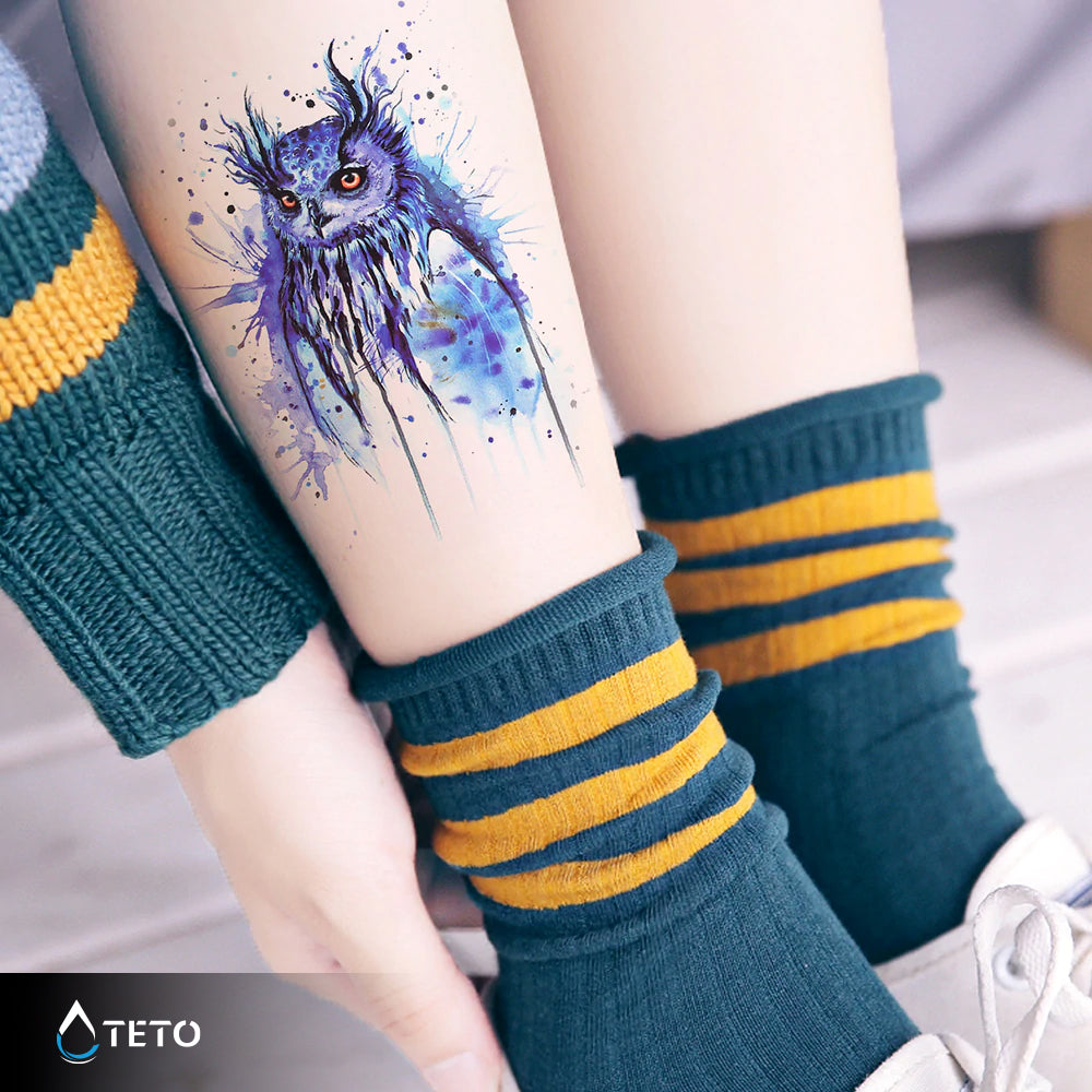 Gufo blu - TETO Tatuaggi Temporanei