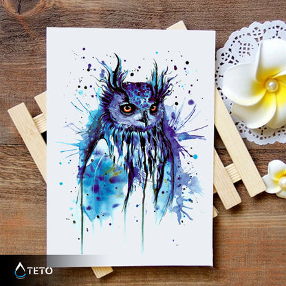 Gufo blu - TETO Tatuaggi Temporanei