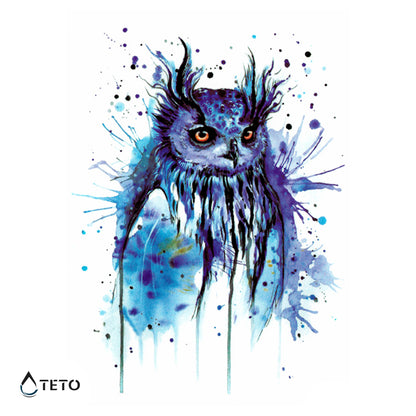 Gufo blu - TETO Tatuaggi Temporanei