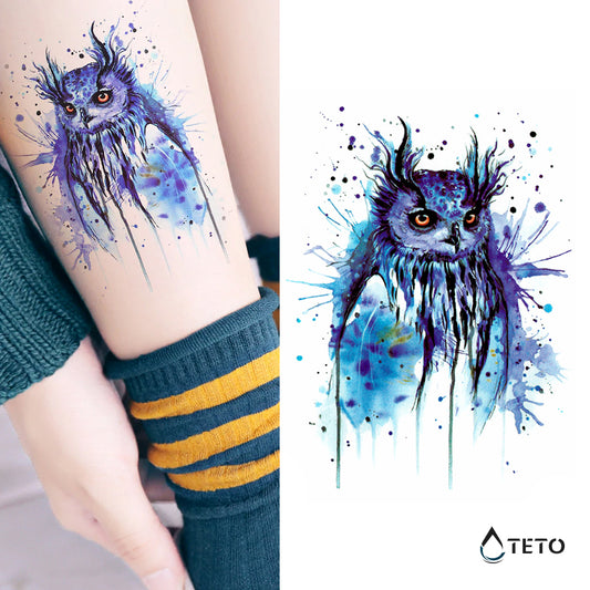 Gufo blu - TETO Tatuaggi Temporanei