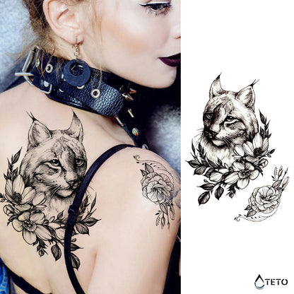 Lince con un fiore - TETO Tatuaggi Temporanei