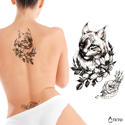 Lince con un fiore - TETO Tatuaggi Temporanei
