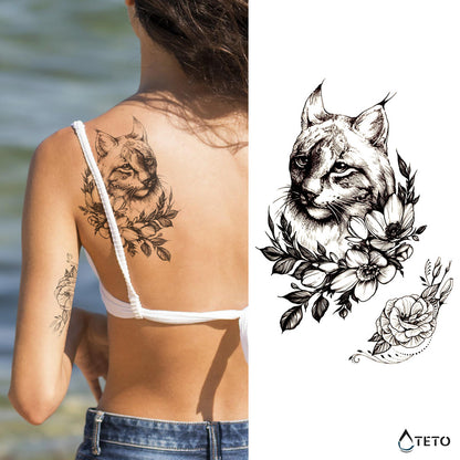 Lince con un fiore - TETO Tatuaggi Temporanei
