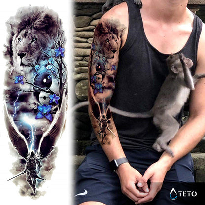 Leone con simbolo di yin e yang