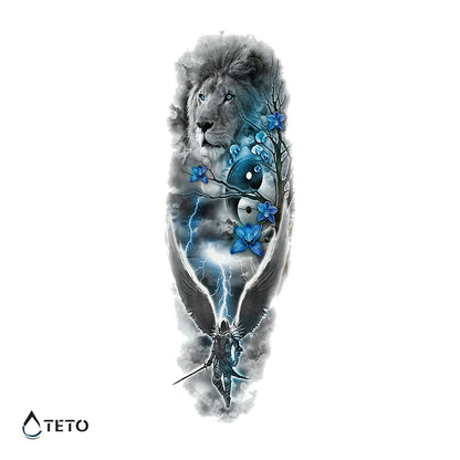 Leone con simbolo di yin e yang