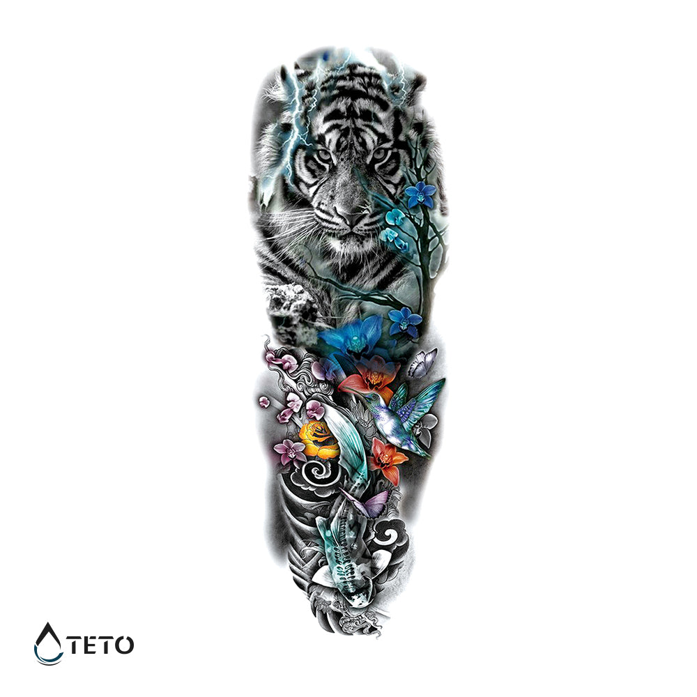 Tigre con natura - TETO Tatuaggi Temporanei