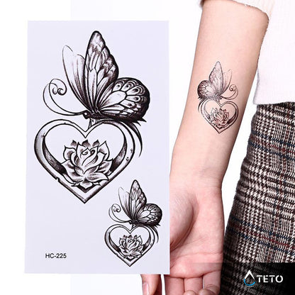 Farfalla in un cuore - set - TETO Tatuaggi Temporanei