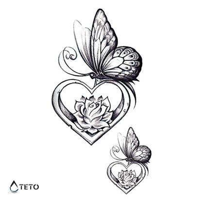 Farfalla in un cuore - set - TETO Tatuaggi Temporanei