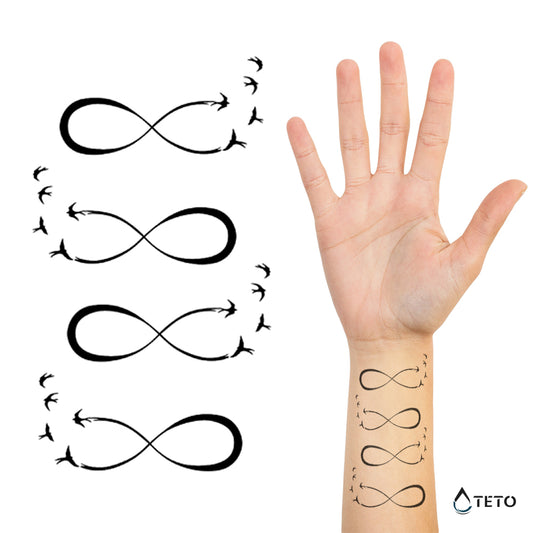 Infinito con uccelli – set - TETO Tatuaggi Temporanei