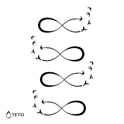 Infinito con uccelli – set - TETO Tatuaggi Temporanei