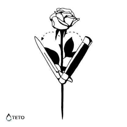 Coltello, cuore e rosa - TETO Tatuaggi Temporanei