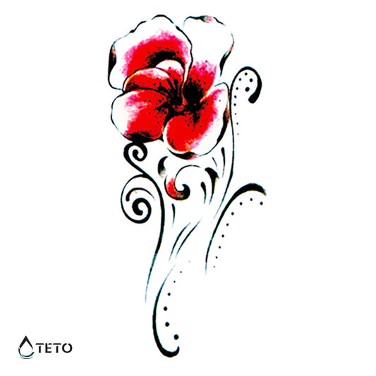Fiore rosa astratto - TETO Tatuaggi Temporanei