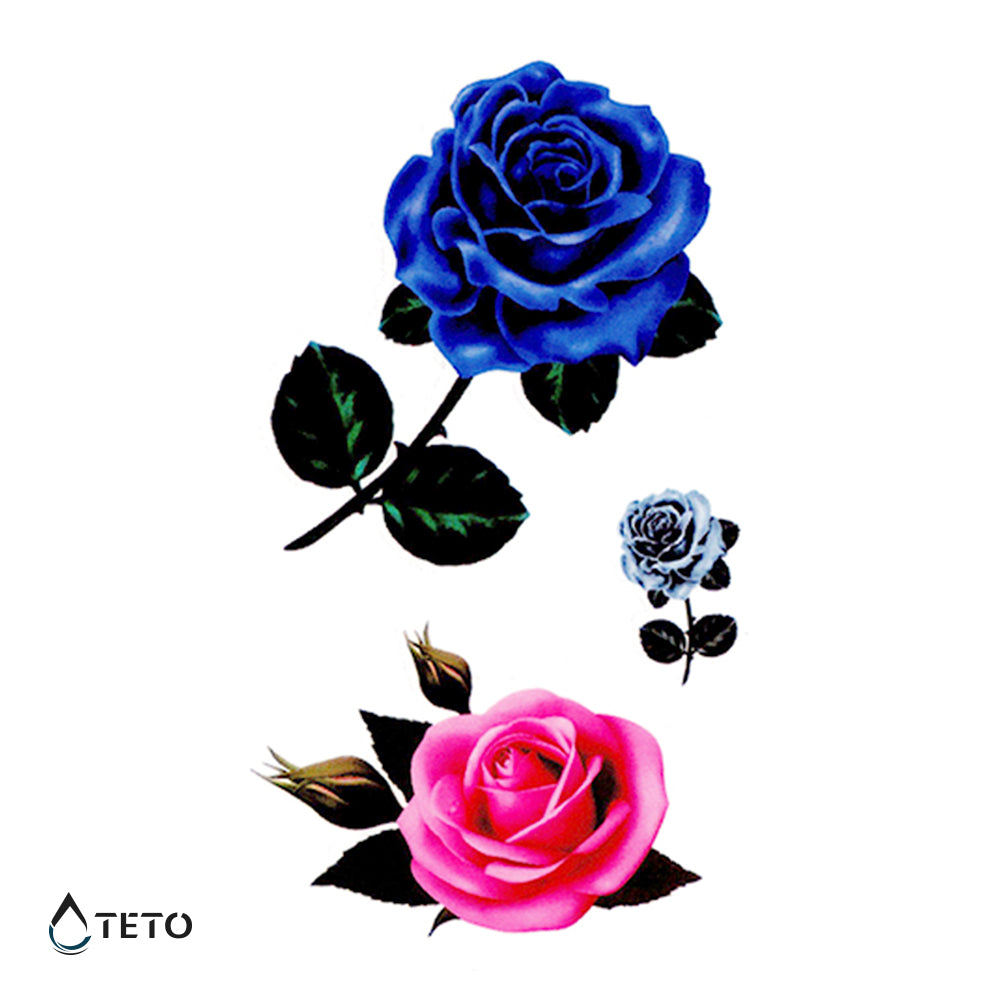 Rose blu e rosa – set - TETO Tatuaggi Temporanei
