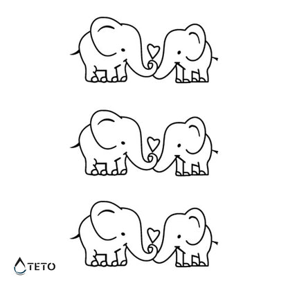Elefanti innamorati – set - TETO Tatuaggi Temporanei