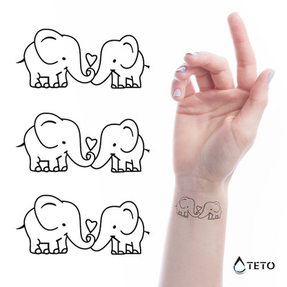 Elefanti innamorati – set - TETO Tatuaggi Temporanei