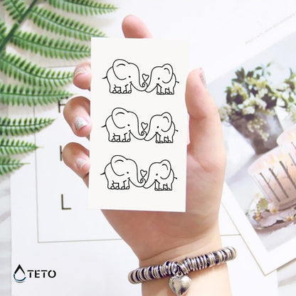 Elefanti innamorati – set - TETO Tatuaggi Temporanei