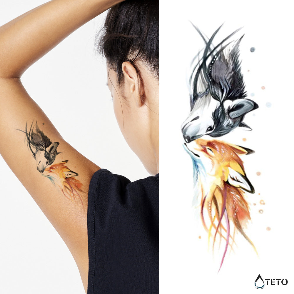 Il lupo e la volpe - TETO Tatuaggi Temporanei