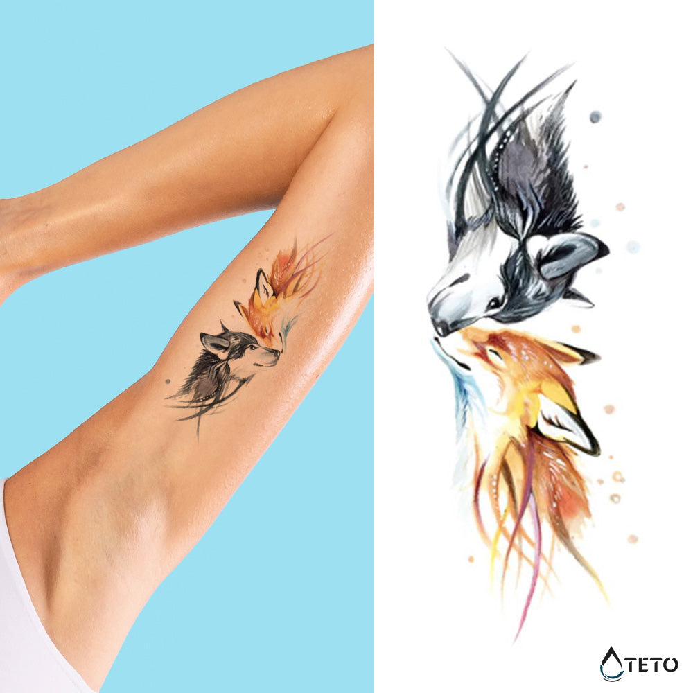 Il lupo e la volpe - TETO Tatuaggi Temporanei