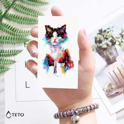 Gatto in acquerello - TETO Tatuaggi Temporanei