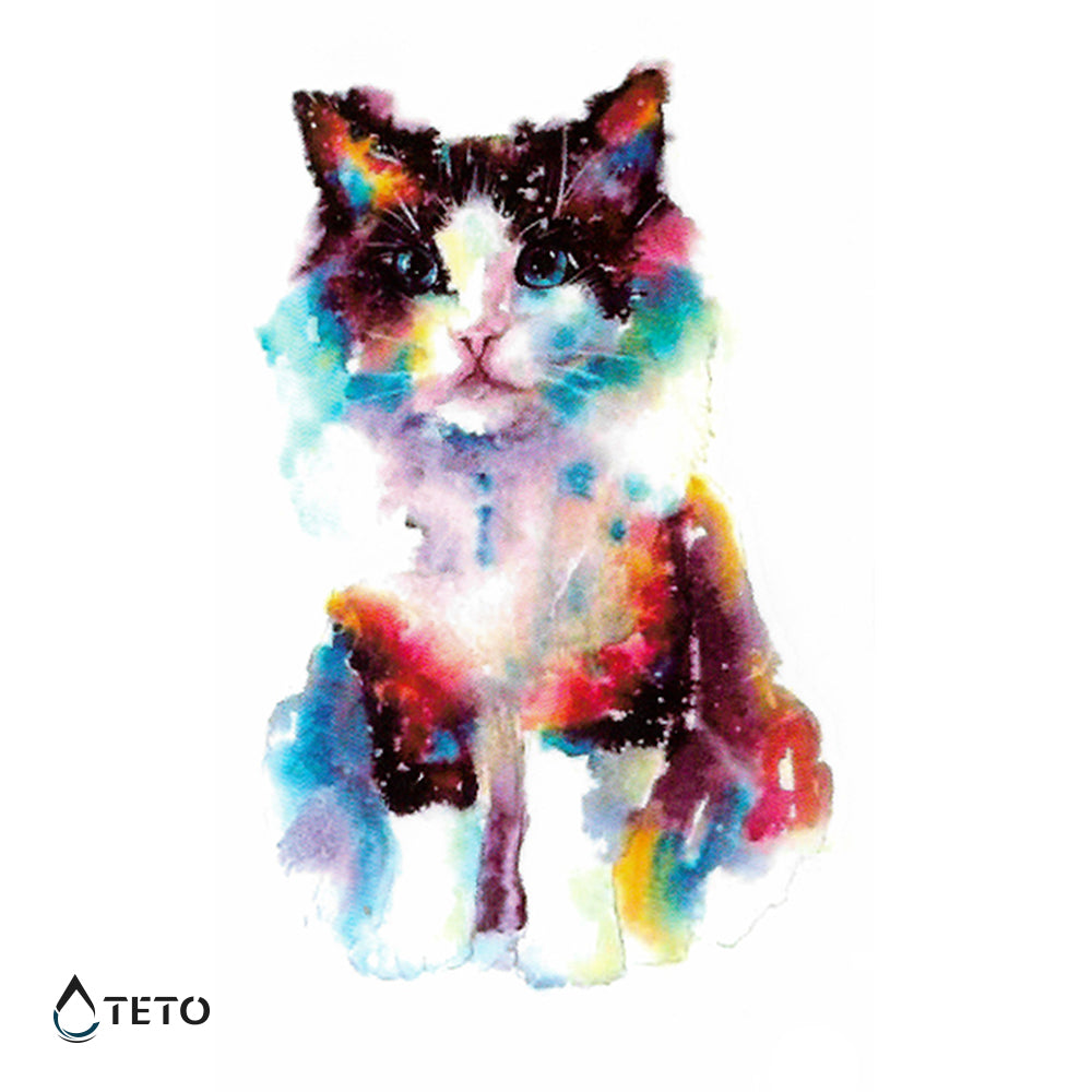 Gatto in acquerello - TETO Tatuaggi Temporanei