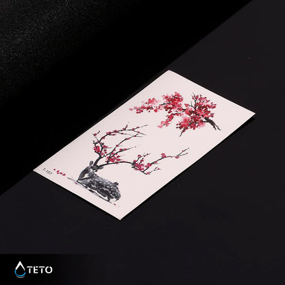 Cervo ricoperto di fiori - set - TETO Tatuaggi Temporanei
