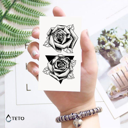 Rose geometriche in triangolo - set - TETO Tatuaggi Temporanei