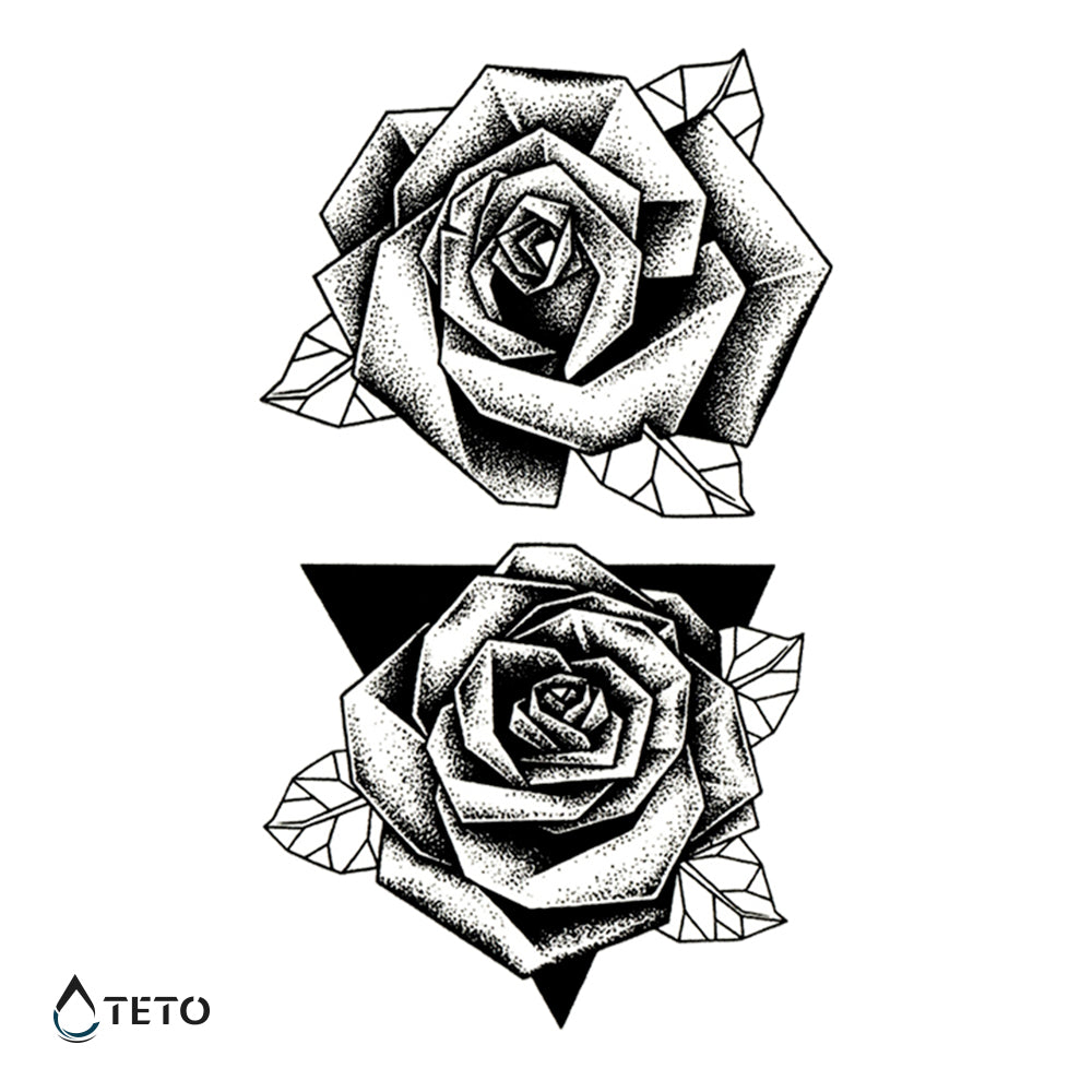 Rose geometriche in triangolo - set - TETO Tatuaggi Temporanei