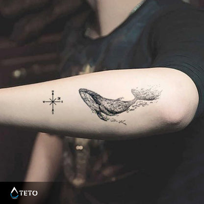 Balena e bussola - TETO Tatuaggi Temporanei