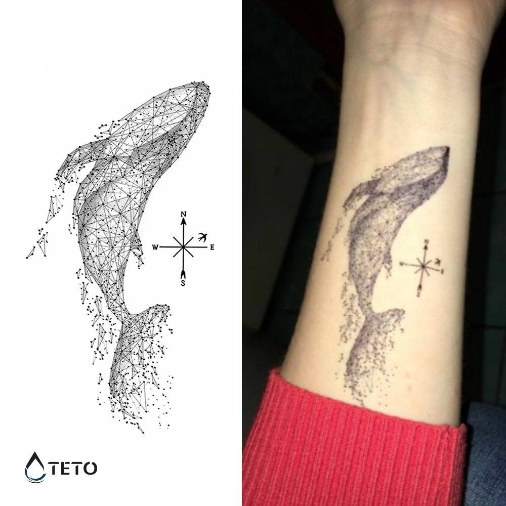 Balena e bussola - TETO Tatuaggi Temporanei