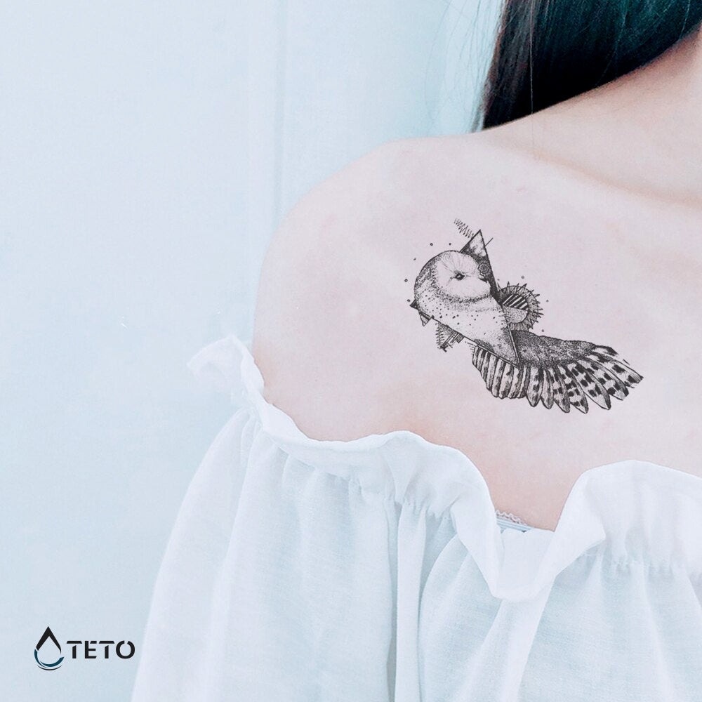 Gufo in un triangolo - TETO Tatuaggi Temporanei