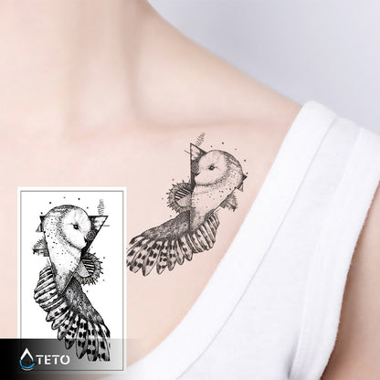 Gufo in un triangolo - TETO Tatuaggi Temporanei