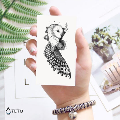 Gufo in un triangolo - TETO Tatuaggi Temporanei