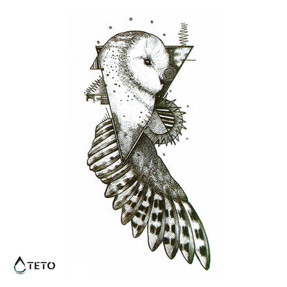 Gufo in un triangolo - TETO Tatuaggi Temporanei
