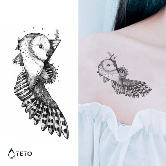 Gufo in un triangolo - TETO Tatuaggi Temporanei