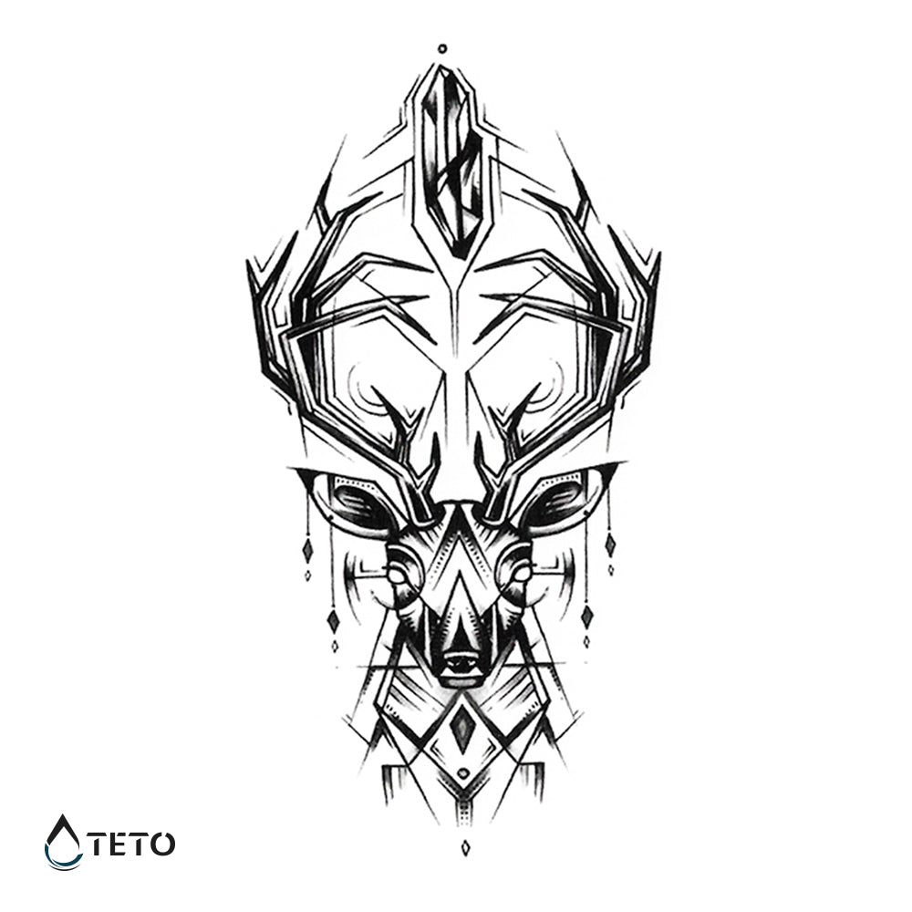 Cervo geometrico - TETO Tatuaggi Temporanei