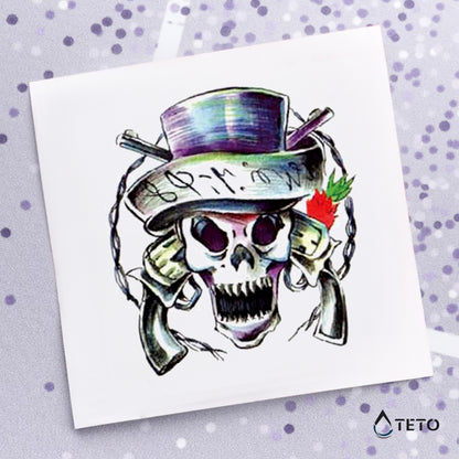 Teschio con pistole - TETO Tatuaggi Temporanei
