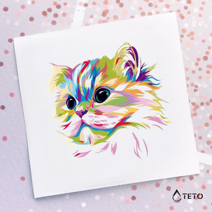 Gatto multicolore - TETO Tatuaggi Temporanei
