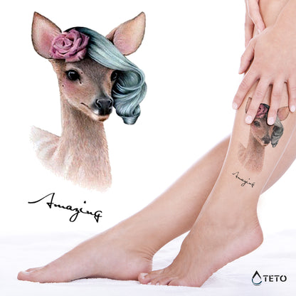 Cervo con acconciatura - TETO Tatuaggi Temporanei