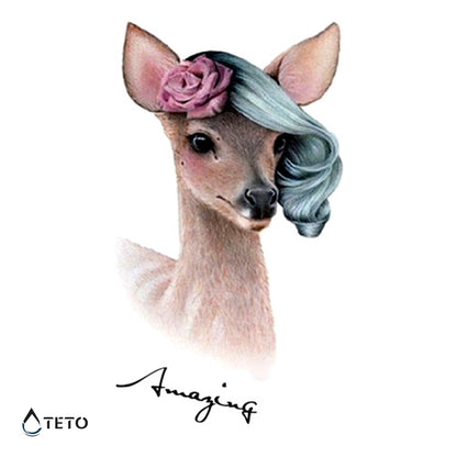 Cervo con acconciatura - TETO Tatuaggi Temporanei