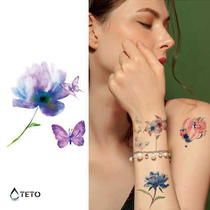 Fiore e farfalla - set - TETO Tatuaggi Temporanei