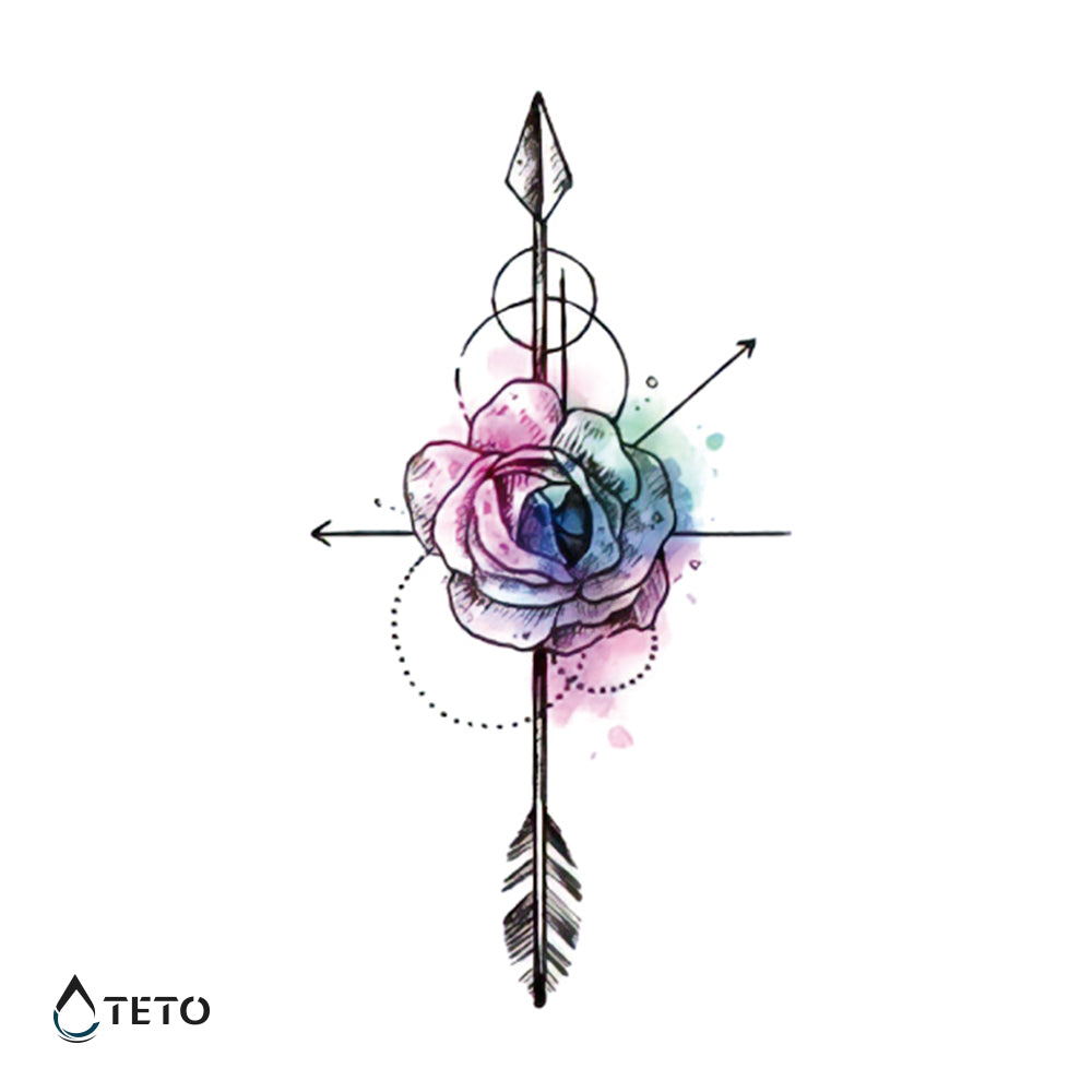 Freccia con fiore - TETO Tatuaggi Temporanei
