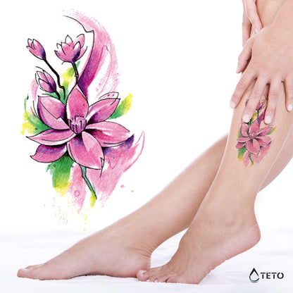 Fiore rosa - TETO Tatuaggi Temporanei