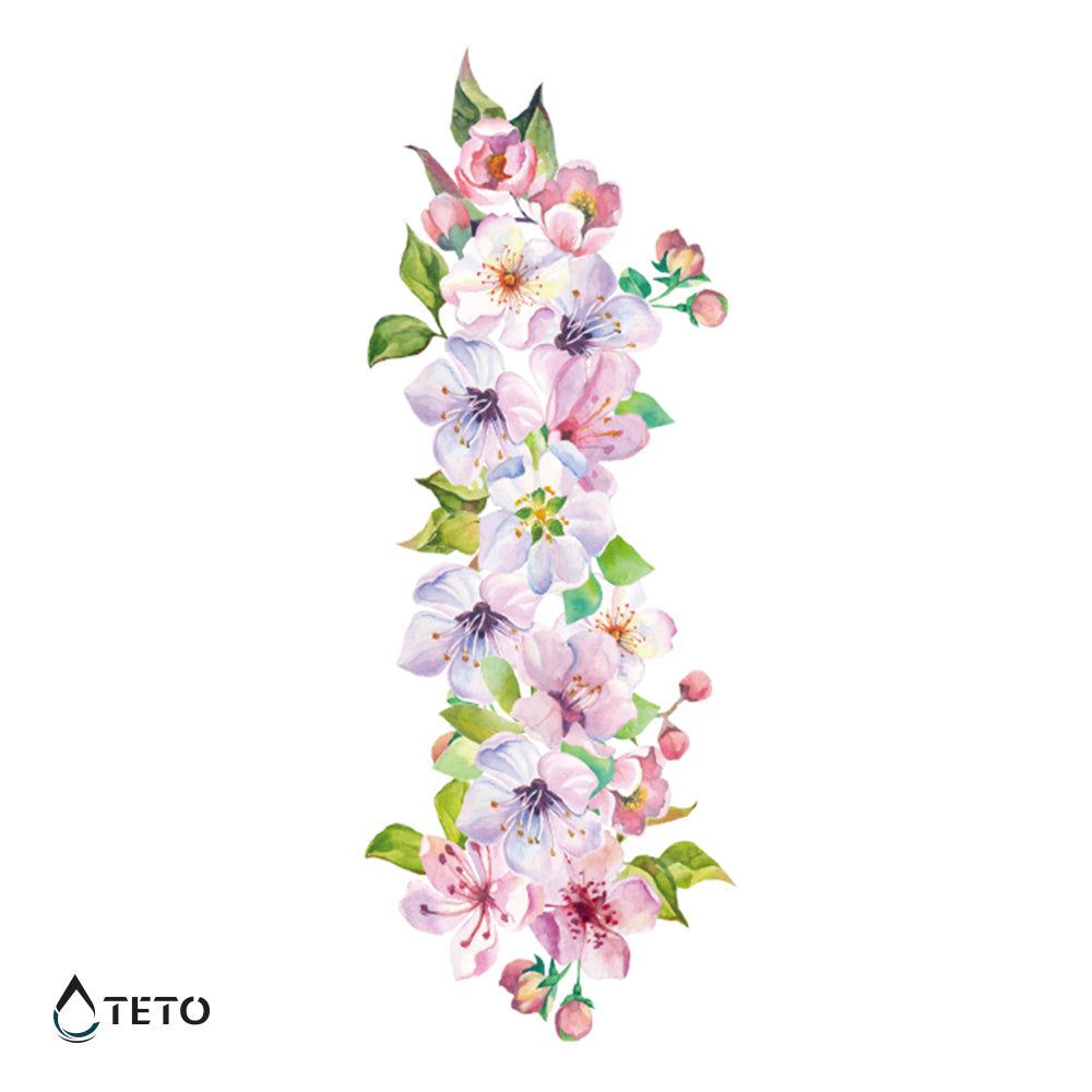 Fiori rosa e viola - TETO Tatuaggi Temporanei