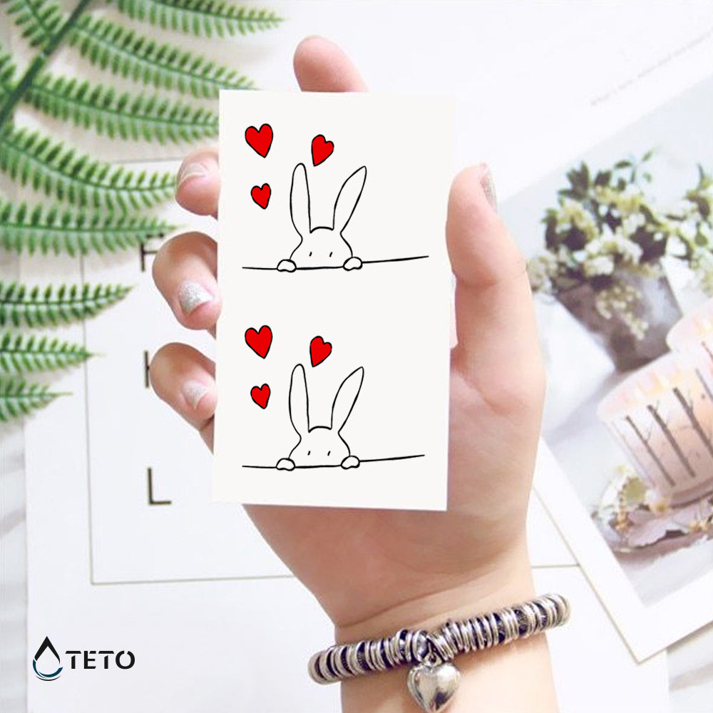 Coniglio innamorato – set - TETO Tatuaggi Temporanei