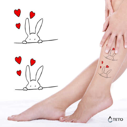 Coniglio innamorato – set - TETO Tatuaggi Temporanei